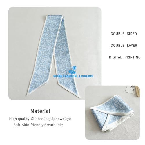 Hair Head Neck Bag Long Scarf Versatile Wrap for Women Soft & Lightweight for Everyday Chic - color: 21 Paisley Light Blue 3.7 X 38 Inch