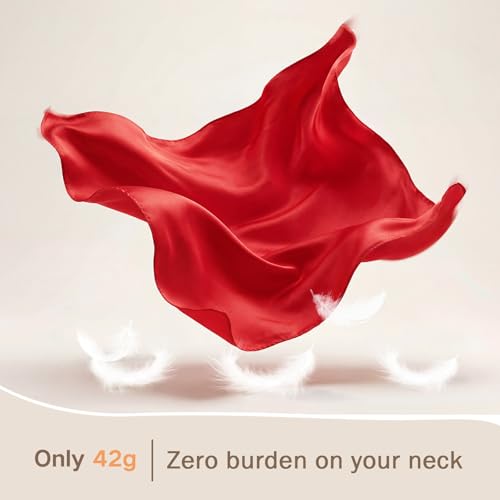 American Trends Women Silk Feeling Scarf Satin Head Scarves Square Wrap Neck Scarf Lightweight Silk Like Bandana - color: 03 Red