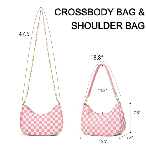 KKXIU Shoulder Bag for Women Cute Hobo Purses and Handbags Retro Clutch Underarm Purse | Cute - color: Pink&white