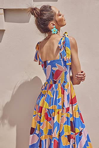 Rattan Earrings for Women Statement Boho Raffia Straw Wrapped Flower Drop Dangle Earrings Summer Tropical Beach Jewelry - color: Lake Blue