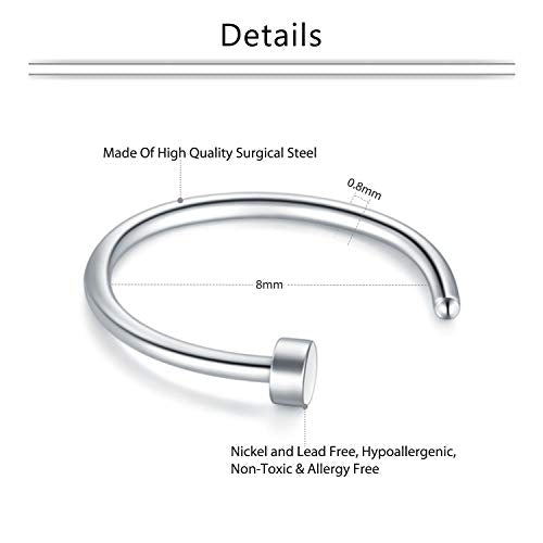 Mayhoop 20g Nose Rings Hoops And Studs For Women Men - Hypoallergenic 316L Surgical Stainless Steel L Shape Nose Screw Bone Silver Rose Gold Black Rainbow Pack 28Pcs - color: Style B(Silver+Rose gold+Black)