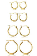 ORAZIO 4 Pairs Stainless Steel Hoop Earrings Set Cute Huggie Earrings for Women,10MM-20MM - style: Gold Plated, 4 pairs