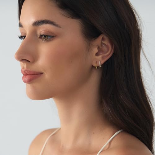 6 Pairs 14K Gold Plated Stud Earrings for Women, Hypoallergenic Cartilage Earrings for Multiple Piercing, Dainty Small Stackable Earrings Set for Jewelry Gift - color: Gold E