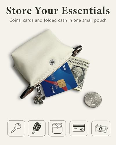 Wuflyover Coin Purse for Women, Mini Nylon Change Purse with Keychain, Small Zip Pouch for Coins, Cash, Cards (blue) - color: blue