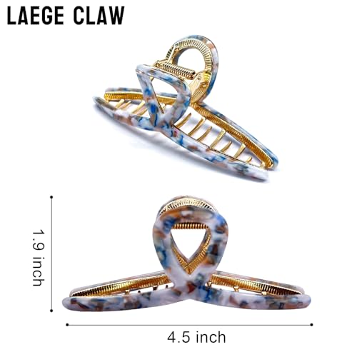 MEDOCA Large Metal Hair Clips - Claw Clip for Thick Long Hair – Women's Strong Spring Non-Slip Claw Clip Elegant Acetate Hair Accessory - color: Blue and white