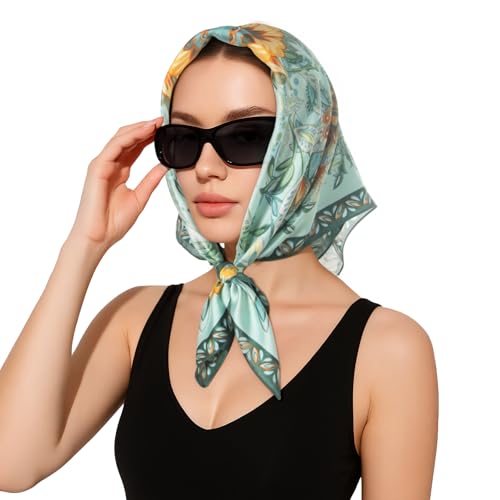RIIQIICHY Women Head Hair Scarf Like Satin Silk Scarf Sleeping Hair Wrapping Night 27.5" - color: C014