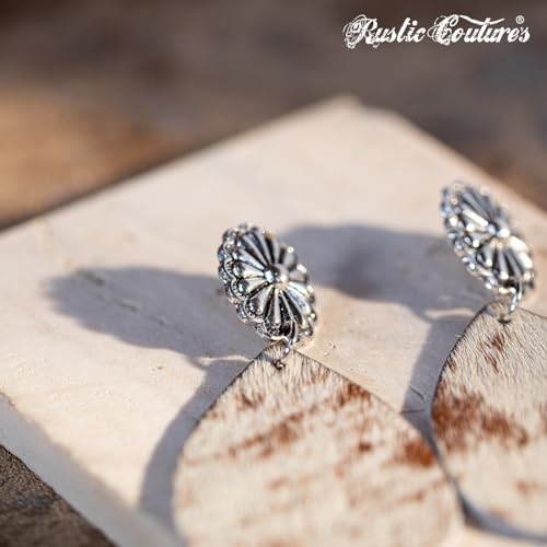 Rustic Couture's Western Earrings for Women Cowgirl Country Concho Dangling Western Statement Jewelry - color: N-Silver