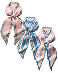 Raylarnia 3 Pack Satin Purse Bag Scarf for Women 59”Long Silky Scarves for Neck,Hair,Head,Handbag,Fashion Gift Set - color: Pink Blue (Flower Branches/Grid/Ruyi)