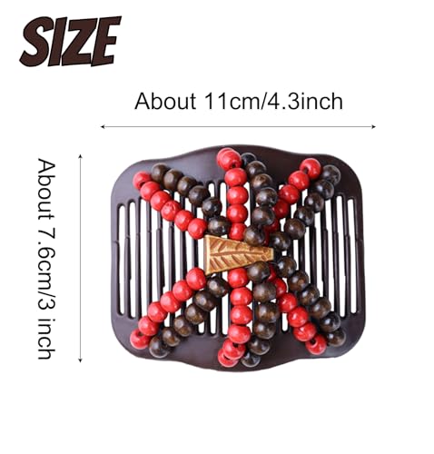 5 Pieces Stretchy Magic Hair Accessories: Adjustable Elastic Comb Clips, Vintage Bun Makers for Women, Girls, No Crease Pins for Curly, Thick, Wavy Hair or Ponytails - color: Red,Purple,Blue,Yellow,Rose red