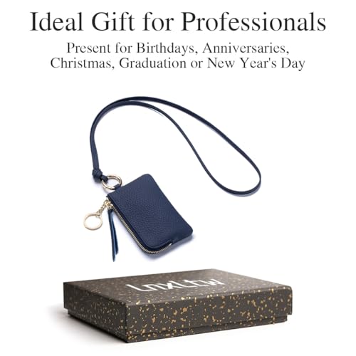 Small Leather Coin Purse for Women with Wrist Strap & Keychain – Mini Zipper Coin Pouch, Compact Change Holder & Travel Wallet with Gift Box (Royal Blue) - color: Royal Blue