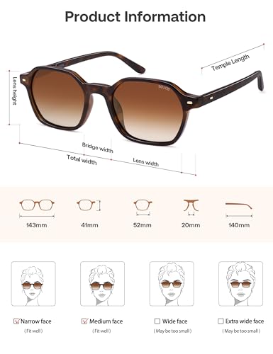 SOJOS Retro Square Polarized Sunglasses Womens Men Trendy 70s Thin Slim Shades Sunnies SJ2674 - color: Tortoise Frame Brown Grading Lens