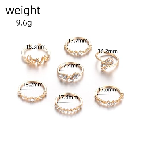 Knuckle Stackable Black Rings for Women Black Stacking Ring Set Vintage Boho Ring Set Butterfly Heart Pearl Rhinestone Stackable Statement Rings for Women - color: 7PCS