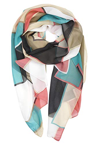 YOUR SMILE Ladies/Women's Lightweight Floral Print/Solid Color mixture Shawl Scarf For Spring Summer season - color: Check/Pink Teal