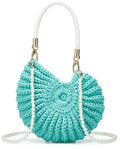 Handmade Crochet Tote Bag Seashell Purse for Women Boho Shell Handbag Crossbody Shoulder Bag Summer Beach Clutch Hobo Handbag - color: Mint Green