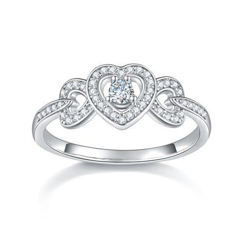 MINDDHA 14K Gold/White Gold Plated Rings- Cubic Zirconia Simulated Diamond Band For Wedding- Love Infinity Silver Gold Rings for Women- 2mm Band Size 4-12 - color: Silver