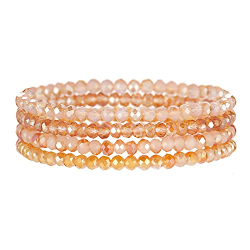 Noessla Beaded Boho Stretch Bracelet Colorful Stackable Crystal Beads Bracelets Trendy Costume Jewelry Mothers Day Gifts for Women - color: Orange
