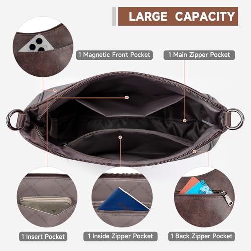 APHISON Trendy Leather Crossbody Purse with Adjustable Strap, Women's Shoulder Handbag - color: 06-taupe