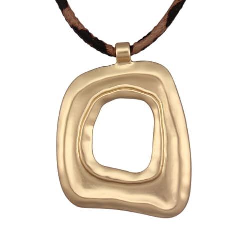 JAOYU Bohemian Necklaces for Women Leather Necklace Wood Pendant Choker Long Brown Necklace Chunky Circle Boho Hippie Jewelry - style: Boho Style Choker
