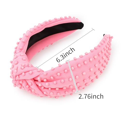 YISSION Pink Knotted Headband for Women - Wide Beaded Hair Hoop, Romantic Valentine's Day Hair Accessory for Daily Wear, Dating & Casual Outfits - color: Light Pink