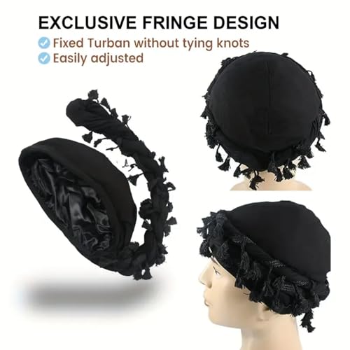 Gturytr Turban for Men Vintage Twist Head Wraps Durag Satin Lined Halo Turban for Women Modal and Satin Scarf Tie - color: Camouflage-grey&white