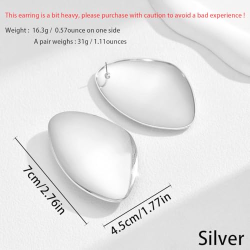 Statement Earrings for Women Big Earrings Large Statement Earrings Chunky Irregular Geometric Drop Dangle Earrings Oval Round Pebble Shape Earrings Chunky Jewelry - style: style silver