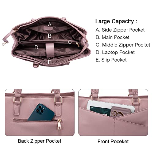 LOVEVOOK Laptop Tote Bag for Women 15.6 Inch Waterproof Leather Computer Bags Women Business Office Work Bag Briefcase Light Purple - color: Light Purple 15.6 Inch, size: 15.6 inch