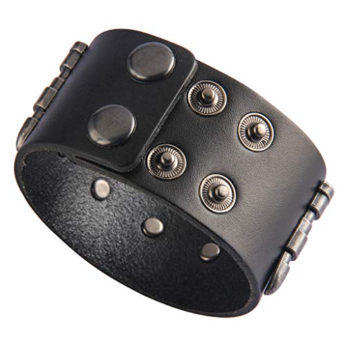 GelConnie Punk Leather Cuff Bracelet Adjustable Straps Wrap Bracelets Arm Armor Cuff Gothic Leather Wristbands for Men, Women - color: Bullet Cuff Bracelet-Black