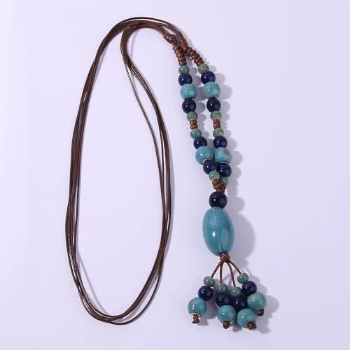 KURTCB Boho Hippie Ceramic Beaded Necklace Bracelet Colorful Statement Chunky Beads Strand Necklace Bracelet Thanksgiving Fall Autumn Jewelry for Women - style: Style 4