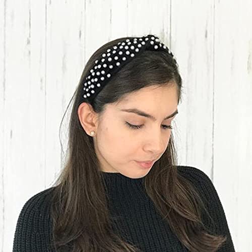 DRESHOW 4 Pack Velvet Pearl Headbands for Women Girls Bow Turban Vintage Boho Head Bands Wraps Hoop Hair Accessories Gift - color: 4 Pack Velvet Pearl Headbands