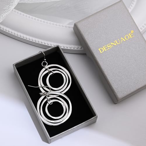 Silver Circle Earrings Sterling Silver Earrings for Women Bohemian Earrings Hypoallergenic Irregular Dangle Earrings Boho Earrings for Women