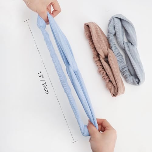 AQOKKA Elastic Knotted Headbands for Women Wheat Pattern Cloth Head Hair Bands for Women's Hair Non Slip Boho Wrap Twisted Hair Accessories - color: 8 Pack Cross Wheat-pattern Elastic Band A