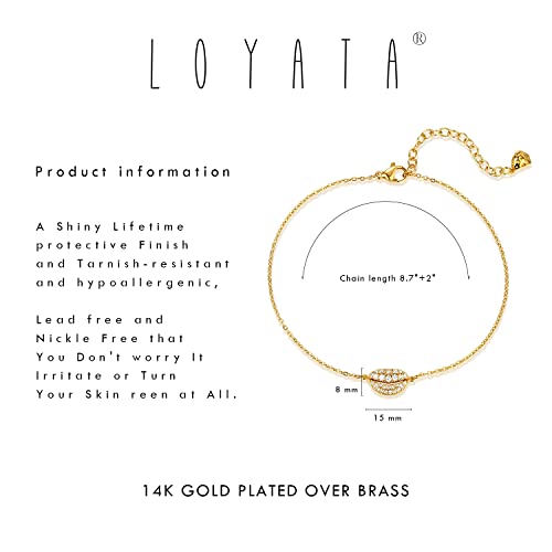LOYATA Dainty Ankle Bracelet,14K Gold Plated Tiny Bead Anklet Dainty White Cubic Zirconia Cross Tassel Foot Chain Cute Lucky Moon Evil Eye Foot Jewelry Boho Anklets for Women - color: Lip