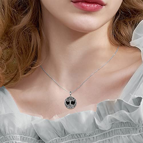 ONEFINITY Tree of Life Necklace 925 Sterling Silver Abalone Shell Celtic Knot Pendant Necklace for Women Jewelry - style: Black Onyx Tree