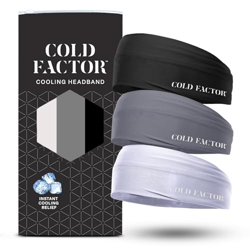 COLD FACTOR Cooling Headband for Women and Men – UPF 50+ Advanced Evaporative Comfort, Instant Cooling Sweatband for Outdoor Sports, Fitness, Yoga, Hiking, Running, and Workout - color: Neutral Pack