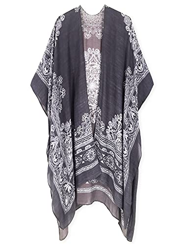 Breezy Lane Kimonos for Women Swimsuit Coverups Beach Cover Up Swimwear Cardigan Summer - color: A1 Gray Print