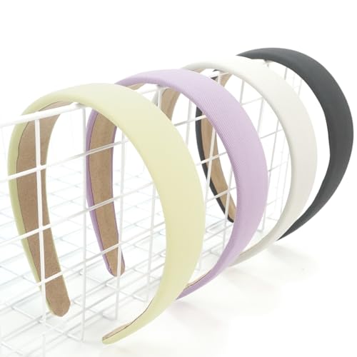 Huachi Headbands for Women Non Slip Trendy Headbands for Women’s Hair 1 inch Wide Cute Headband for Girls - color: Light purple, light yellow, light gray, dark gray
