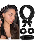 Yanibest Heatless Curls Overnight, Soft Heatless Hair Curler to Sleep in, No Heat Ribbon Wrap, Heatless Curling Set for Long Short Hair with Hair Scrunchies and Clip - color: Black