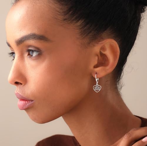 LeCalla 925 Sterling Silver Leverback Drop Earrings | Lightweight Celtic-Knot Filigree Heart Teardrop Dangle Earring for Women's Gift for Her - color: Heart Celtic Knot