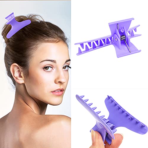 Ondder 12 Pack Purple Butterfly Hair Clamps Clips Hair Claw Clips Salon Pro Section Clip for Styling, Sectioning, Cutting, Coloring Hair Clips Hairdressing Salon Tool Hair Accessories for Women Girls - color: Purple
