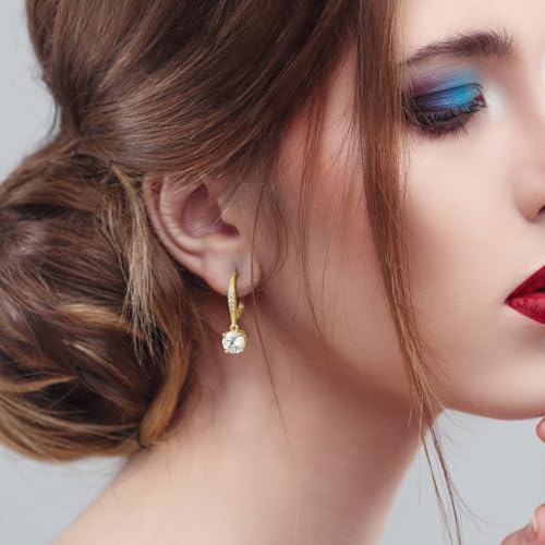 Cossa Dangle Earrings 14K Gold Drop Earrings for Women Dangle Stylish Leverback Earring with Cubic Zirconia Drop Earring A Must-have Fashion Accessory