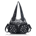Angel Barcelo Purses for Women Large Shoulder Bag Soft Hobo Bags for Women - color: Black Leopard Print