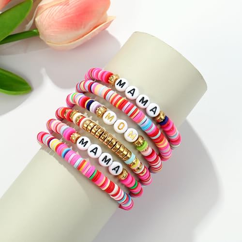 Elegance 11 designs Heishi Beaded Bracelets For Women Polymer Clay Colorful Surfer Stackable Beads Boho Bracelet Summer Beach Jewelry - color: Multicolour