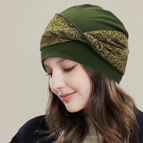 Women Knot Slouchy Beanie Chemo Hat Twist Stretch Cancer Head Wraps Sleep Head Scarf - color: Army Green