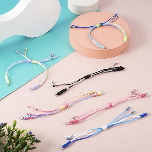Adjustable Slider Bracelets Colorful Half Finished Bracelets Adjustable Beaded Bracelets DIY Friendship Bracelets for Women Jewelry Making Gifts Supplies - color: Colorful-Gradient