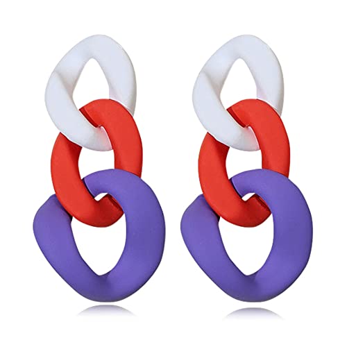 Charm Elegant Hollow Color Chain Acrylic Geometric Temperament Dangle Drop Earrings Bohemian Minimalist Hypoallergenic Jewelry Gift - color: White Red Purple earrings