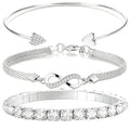 Alegend Titanium Steel (Not Rust, Resist Corruption, Easily Clean) 18K Gold Plated Single Bracelets + 14K Gold Plated Stackable Multilayer Bracelets - style: 14K Silver Heart & Infinity Symbol
