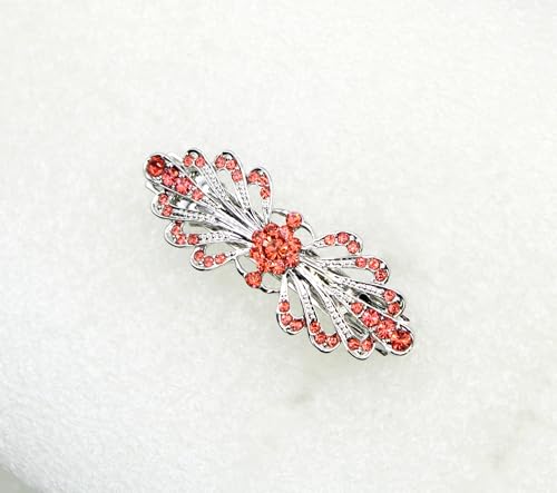 Faship Coral Small Mini Floral Hair Barrette Clip - color: Coral