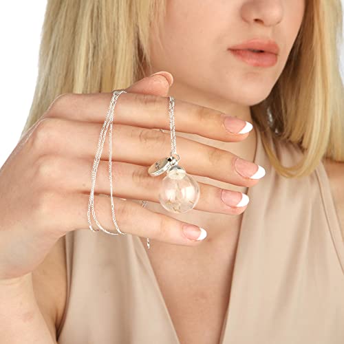 MadamLili | Dandelion Wish Necklace – 925 Sterling Silver | Real Dandelion Seeds from Germany in Borosilicate Glass | Nature-Inspired Terrarium Jewelry | Lucky Charm for Dreams & Wishes