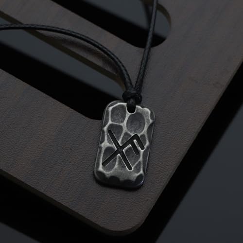 Ankiyabe Stainless Steel Norse Viking Rune Pendant with Adjustable Braided Rope Good Luck/Love/Strenght/Health Viking Symbol Necklace for Men Women - color: GOOD LUCK