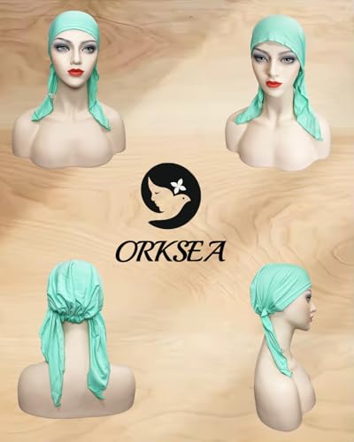 Chemo Headwear for Women Pre-Tied Head Scarf Headwraps Soft Turbans Cancer Hats Chemo Beanie Coverings Scarves - color: Mint Green